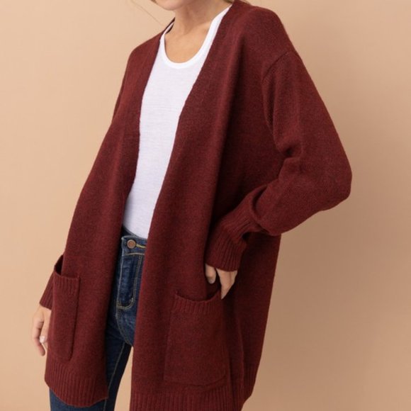 NWT Soft and Cozy Burgundy Cardigan Sweater - Picture 3 of 8